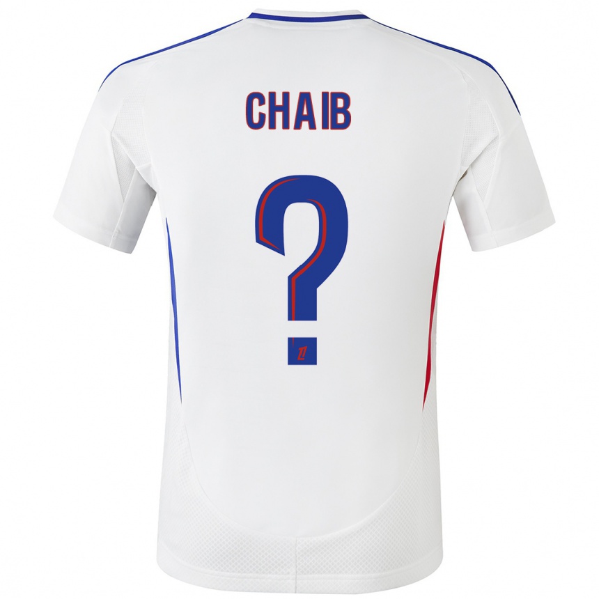 Kids Football Yacine Chaib #0 White Blue Home Jersey 2024/25 T-Shirt