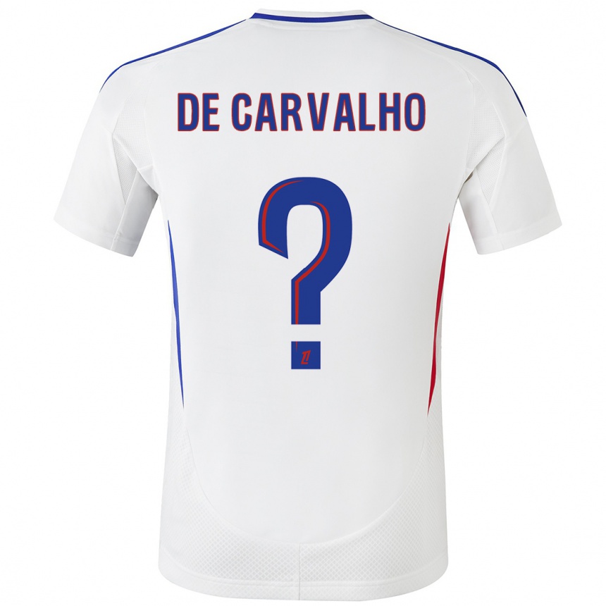 Kids Football Mathys De Carvalho #0 White Blue Home Jersey 2024/25 T-Shirt