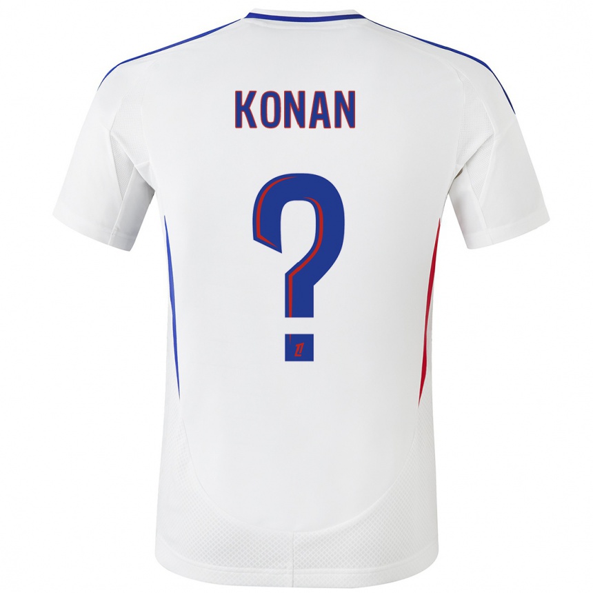 Kids Football Yvann Konan #0 White Blue Home Jersey 2024/25 T-Shirt