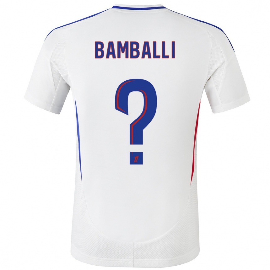 Kids Football Léo Bamballi #0 White Blue Home Jersey 2024/25 T-Shirt