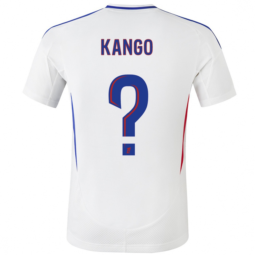 Kids Football Steeve Kango #0 White Blue Home Jersey 2024/25 T-Shirt