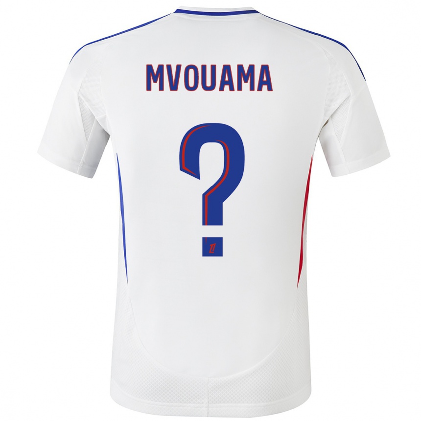 Kids Football Olivier Mvouama #0 White Blue Home Jersey 2024/25 T-Shirt