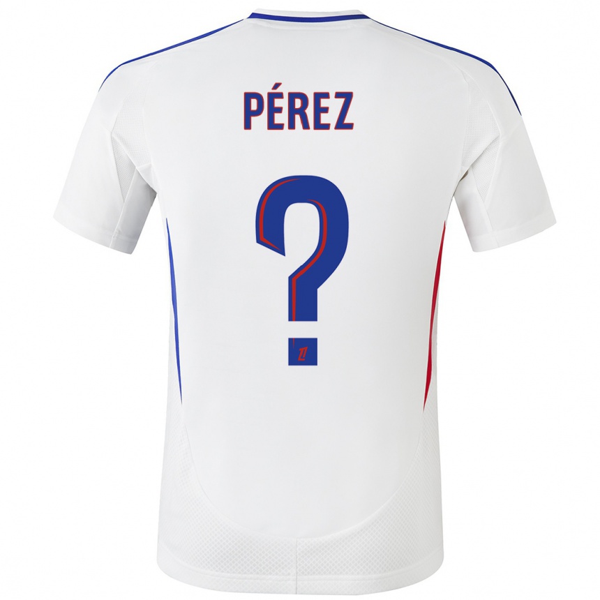 Kids Football Axel Pérez #0 White Blue Home Jersey 2024/25 T-Shirt