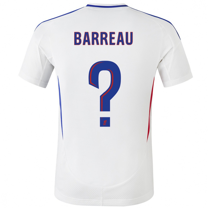 Kids Football Axel Barreau #0 White Blue Home Jersey 2024/25 T-Shirt