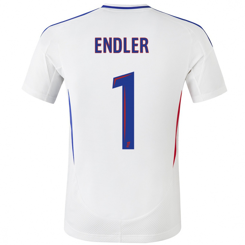 Kids Football Christiane Endler #1 White Blue Home Jersey 2024/25 T-Shirt