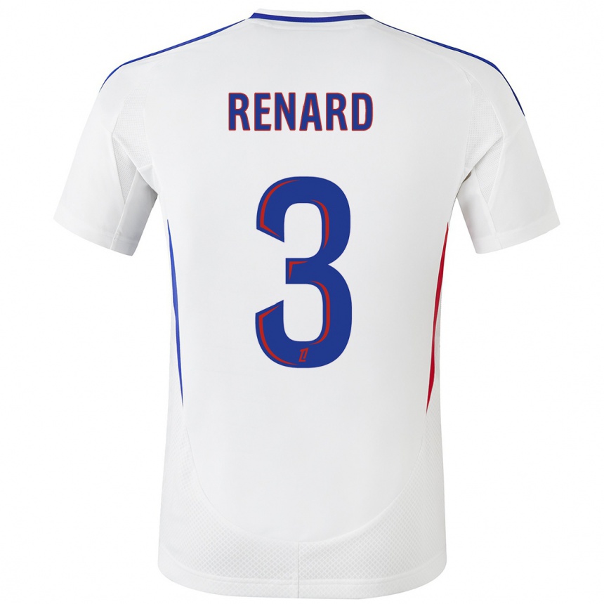 Kids Football Wendie Renard #3 White Blue Home Jersey 2024/25 T-Shirt