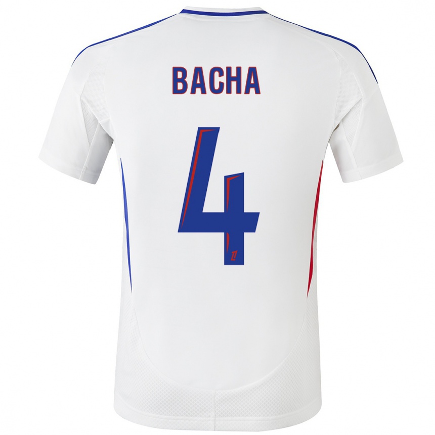 Kids Football Selma Bacha #4 White Blue Home Jersey 2024/25 T-Shirt