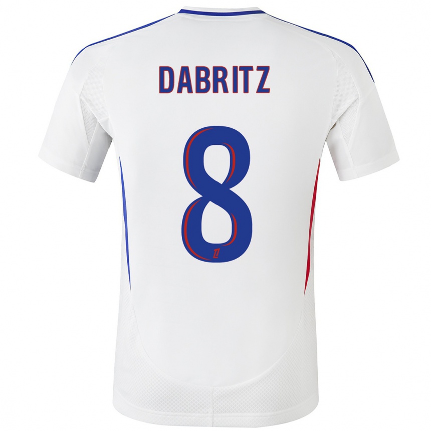 Kids Football Sara Däbritz #8 White Blue Home Jersey 2024/25 T-Shirt