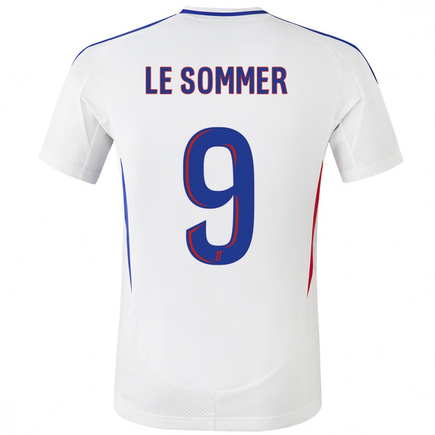 Kids Football Eugenie Le Sommer #9 White Blue Home Jersey 2024/25 T-Shirt