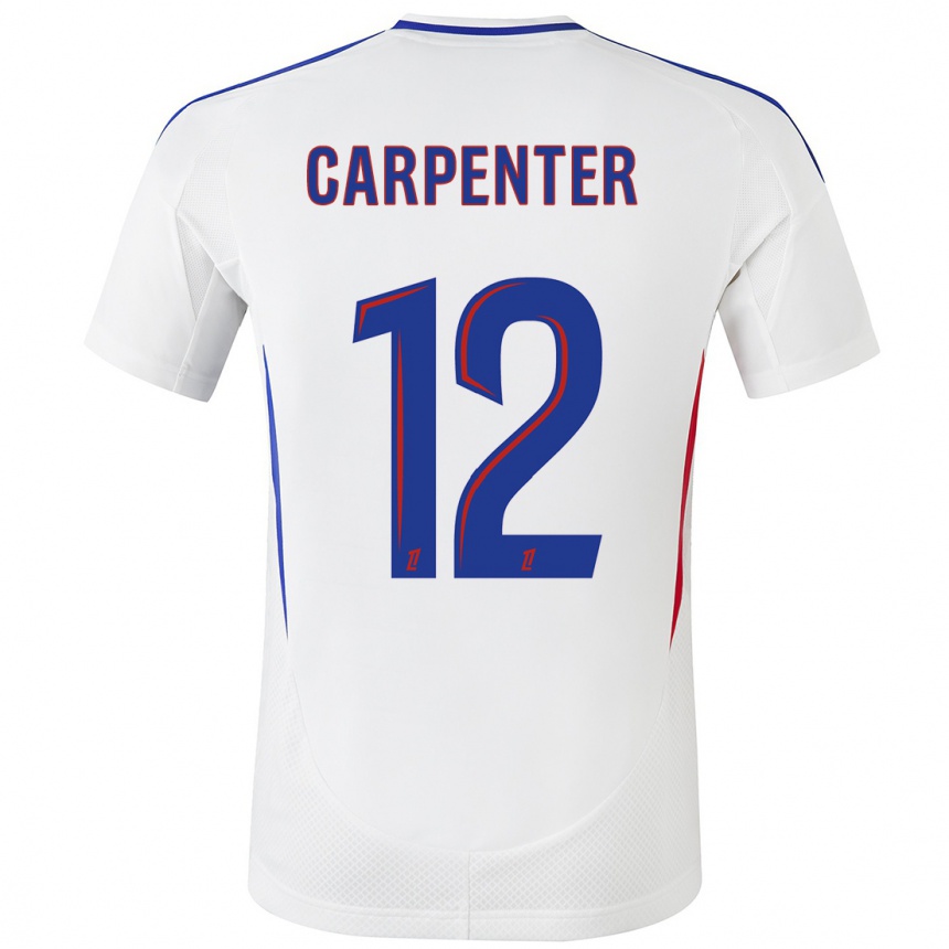 Kids Football Ellie Carpenter #12 White Blue Home Jersey 2024/25 T-Shirt