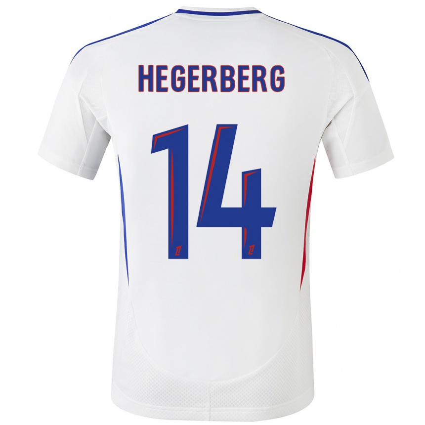 Kids Football Ada Hegerberg #14 White Blue Home Jersey 2024/25 T-Shirt