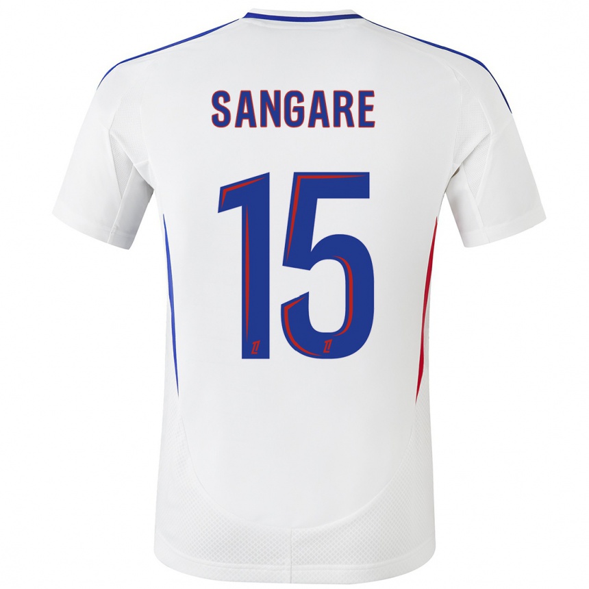 Kids Football Wassa Sangaré #15 White Blue Home Jersey 2024/25 T-Shirt