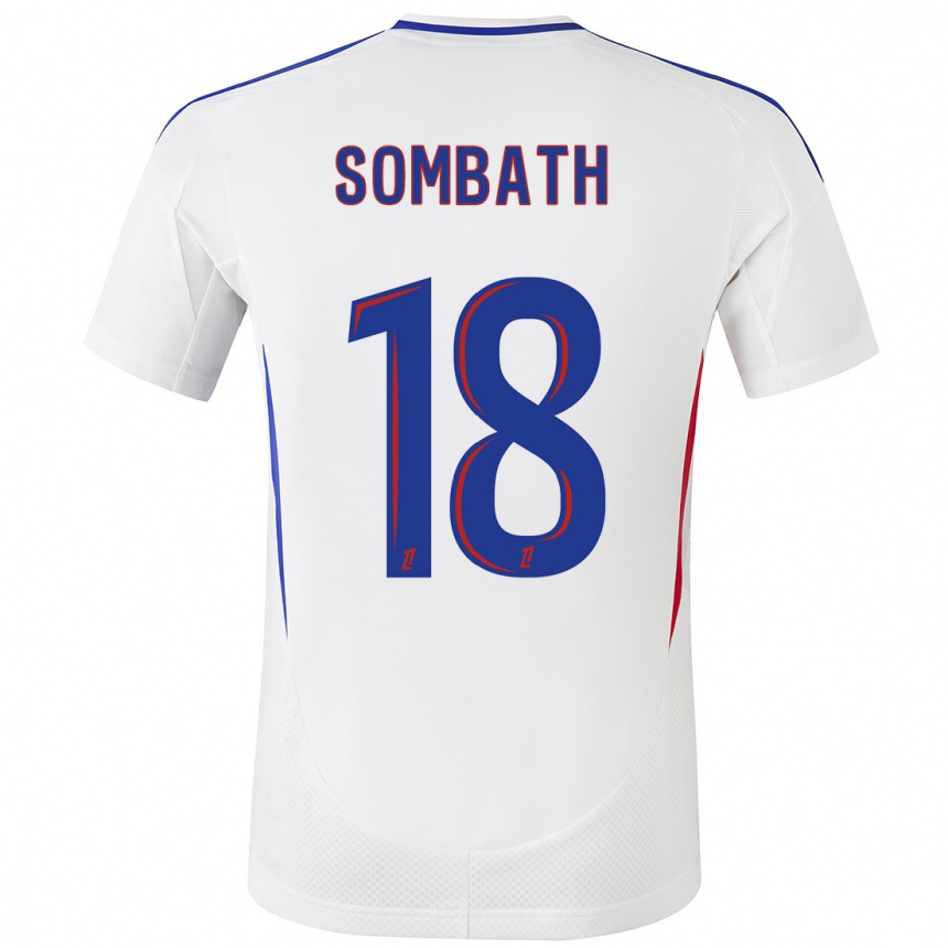 Kids Football Alice Sombath #18 White Blue Home Jersey 2024/25 T-Shirt