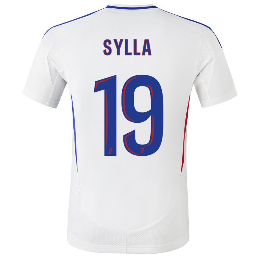 Kids Football Kysha Sylla #19 White Blue Home Jersey 2024/25 T-Shirt