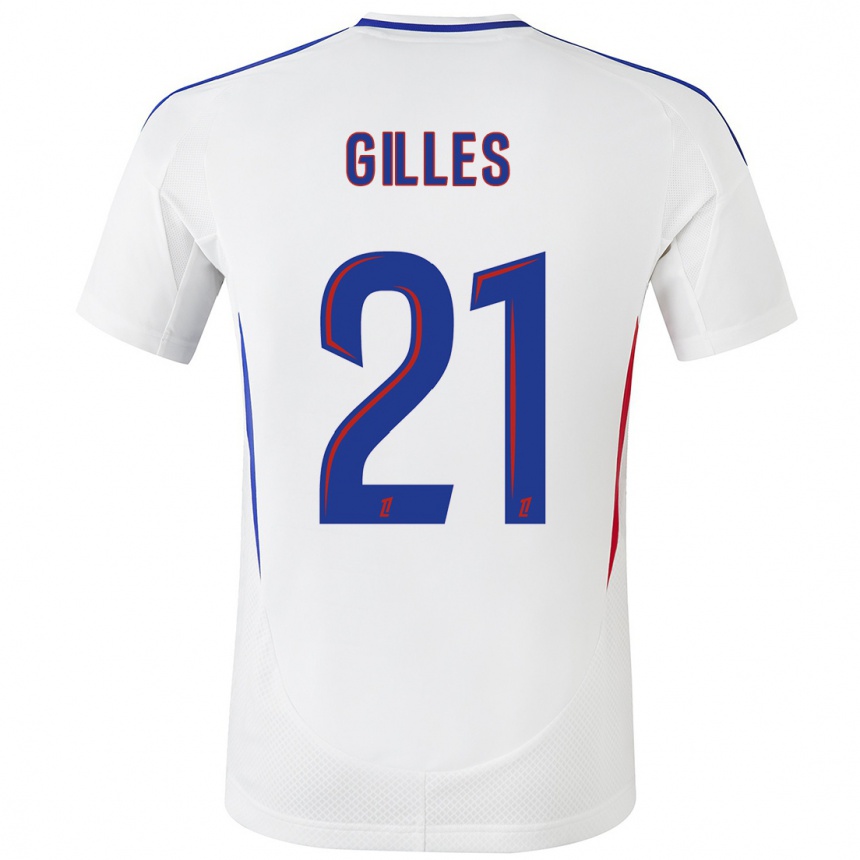 Kids Football Vanessa Gilles #21 White Blue Home Jersey 2024/25 T-Shirt