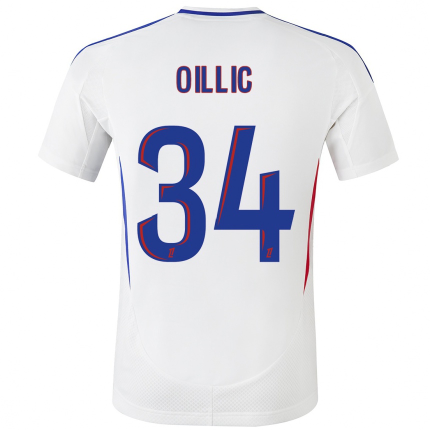 Kids Football Laureen Oillic #34 White Blue Home Jersey 2024/25 T-Shirt