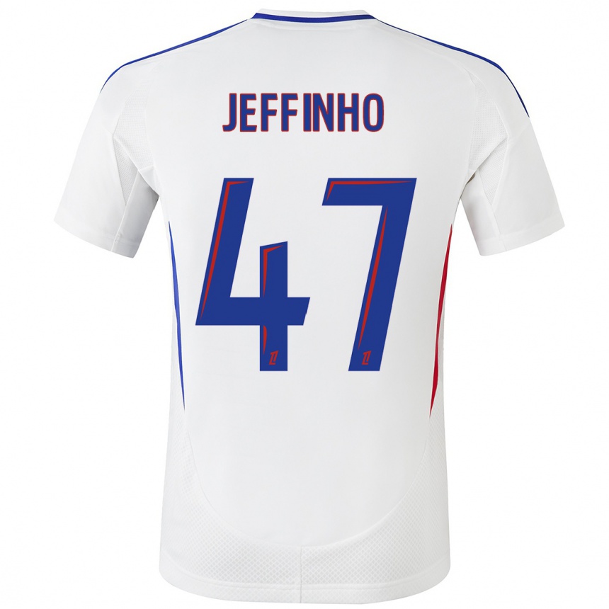 Kids Football Jeffinho #47 White Blue Home Jersey 2024/25 T-Shirt