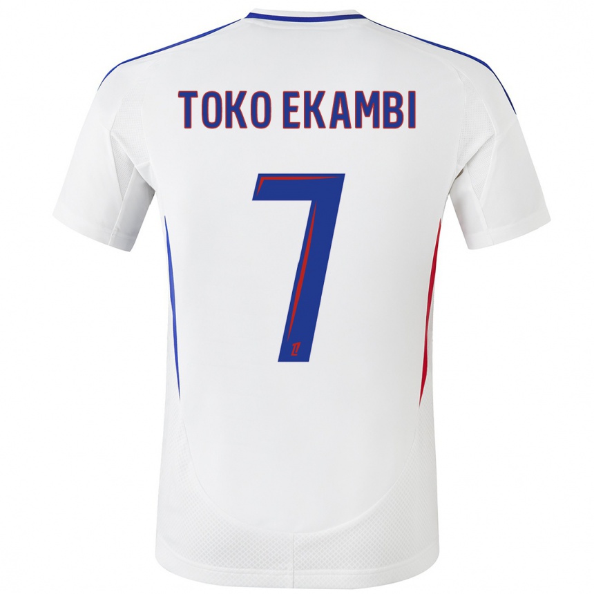 Kids Football Karl Toko Ekambi #7 White Blue Home Jersey 2024/25 T-Shirt