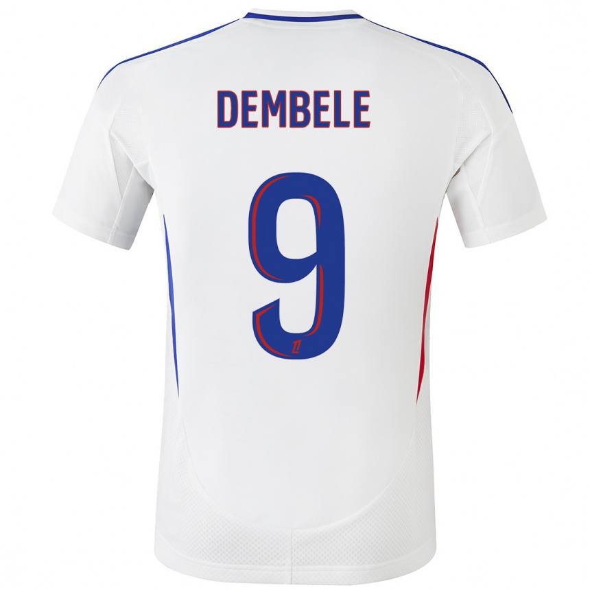 Kids Football Moussa Dembele #9 White Blue Home Jersey 2024/25 T-Shirt