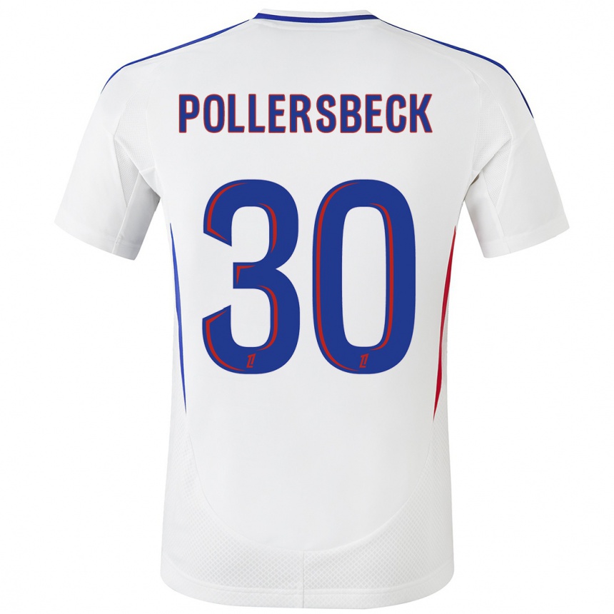 Kids Football Julian Pollersbeck #30 White Blue Home Jersey 2024/25 T-Shirt