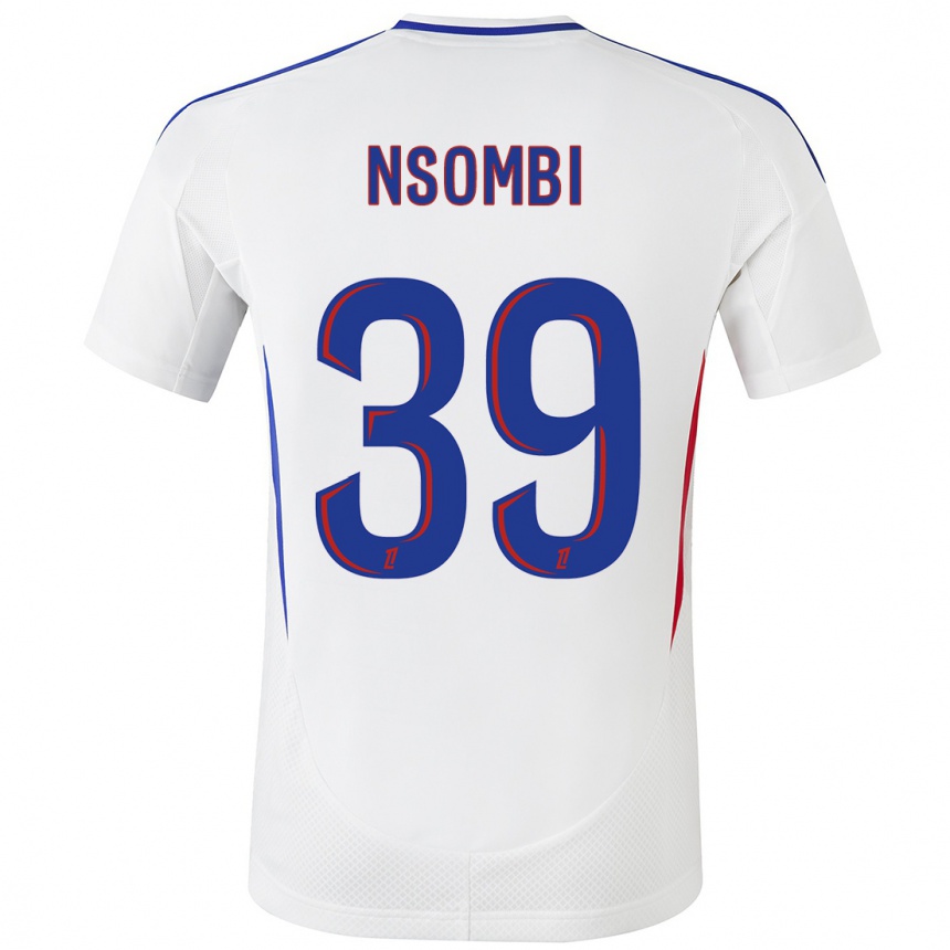 Kids Football Gael Nsombi #39 White Blue Home Jersey 2024/25 T-Shirt