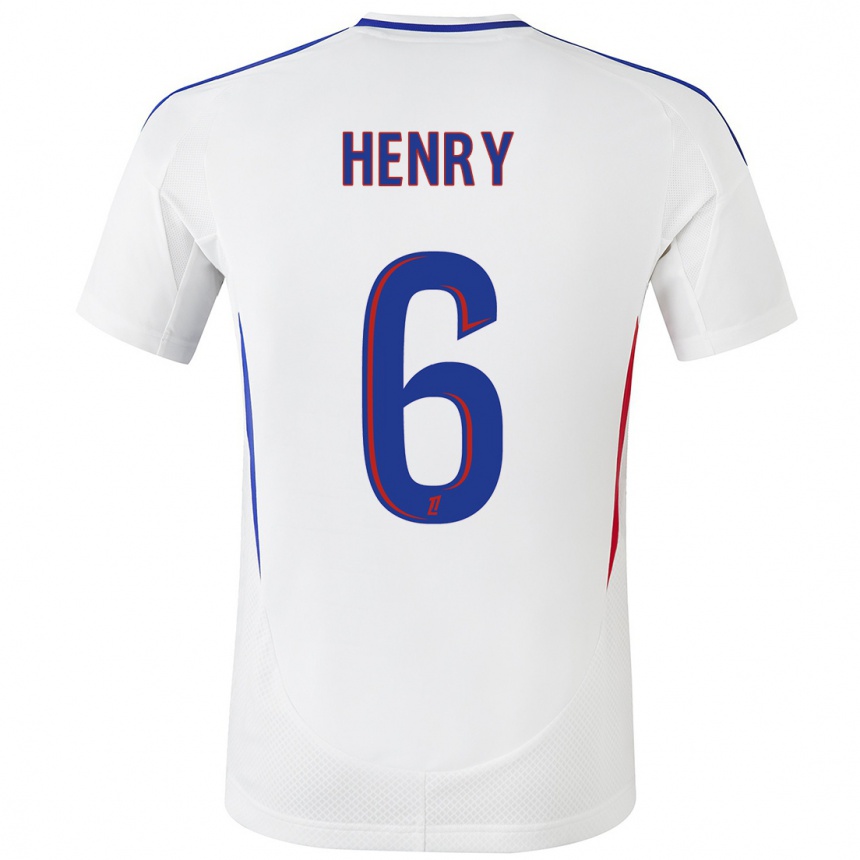 Kids Football Amandine Henry #6 White Blue Home Jersey 2024/25 T-Shirt