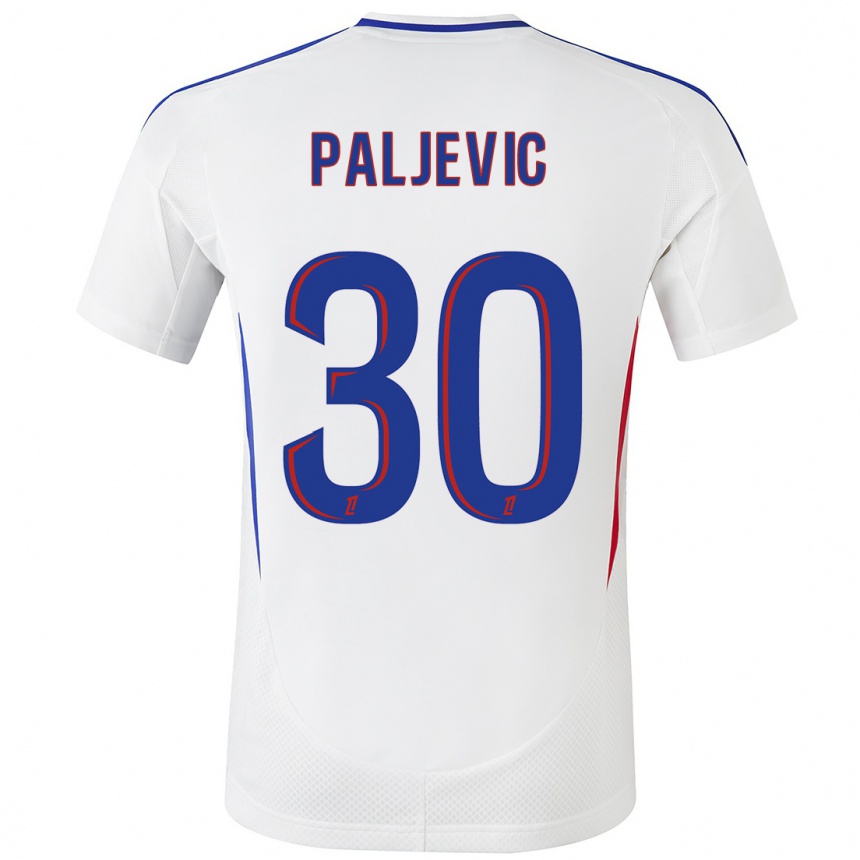 Kids Football Alyssia Paljevic #30 White Blue Home Jersey 2024/25 T-Shirt