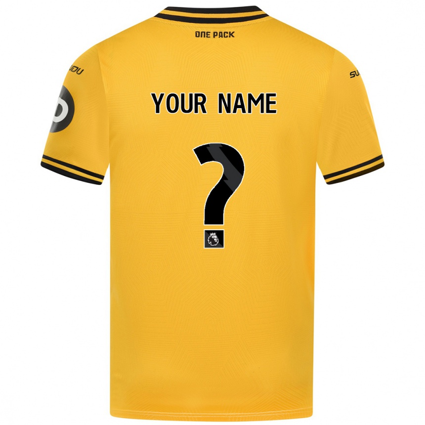 Kids Football Your Name #0 Yellow Home Jersey 2024/25 T-Shirt