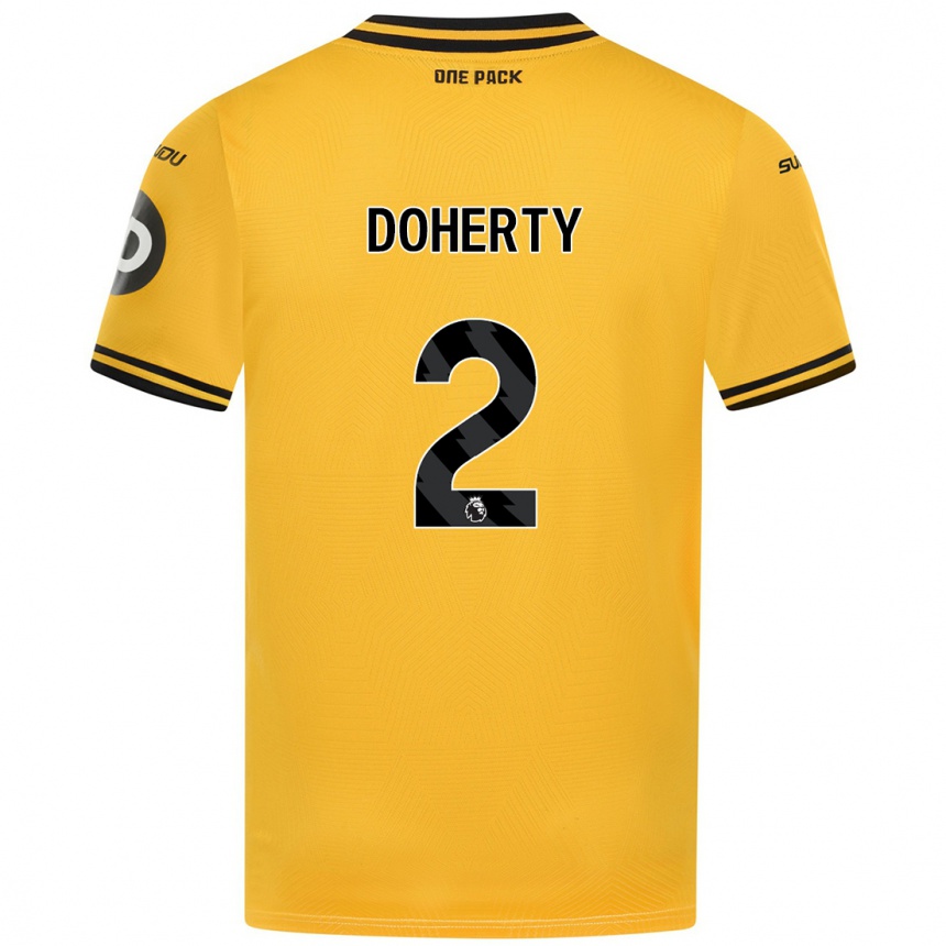 Kids Football Matt Doherty #2 Yellow Home Jersey 2024/25 T-Shirt