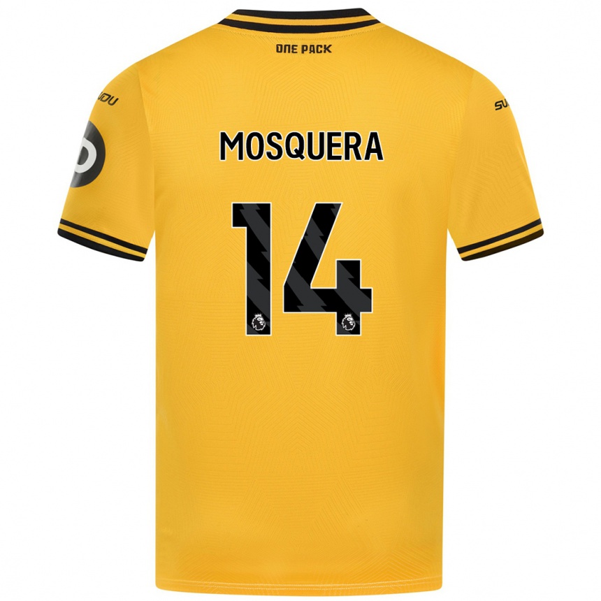 Kids Football Yerson Mosquera #14 Yellow Home Jersey 2024/25 T-Shirt