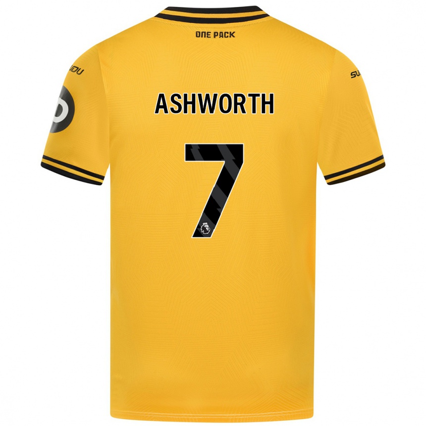 Kids Football Fin Ashworth #7 Yellow Home Jersey 2024/25 T-Shirt