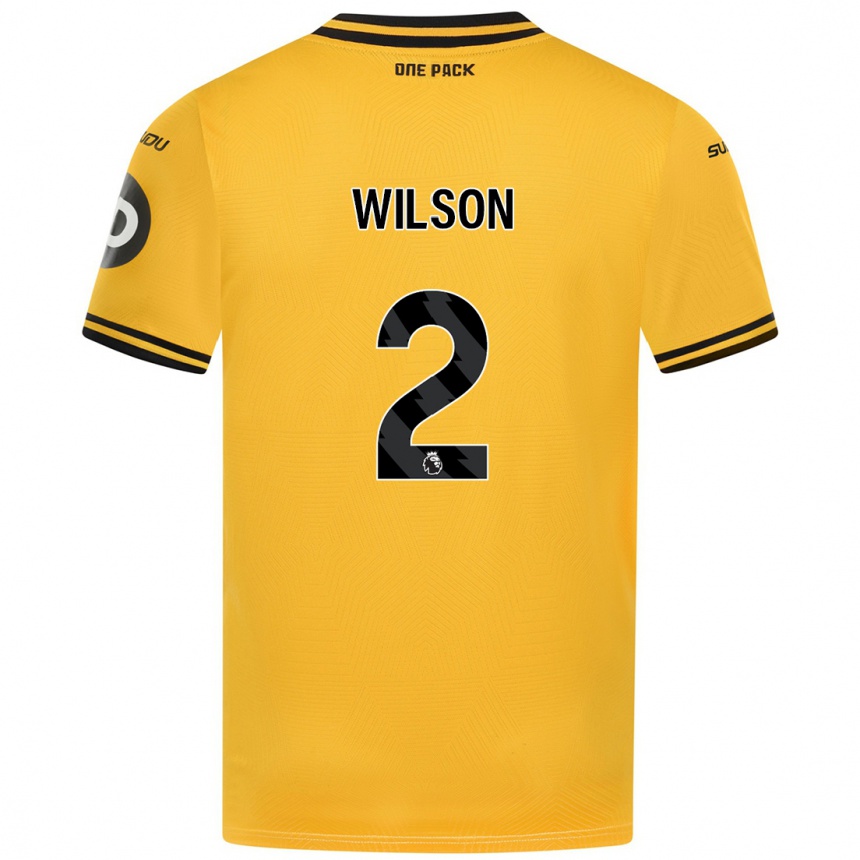 Kids Football Ellie Wilson #2 Yellow Home Jersey 2024/25 T-Shirt