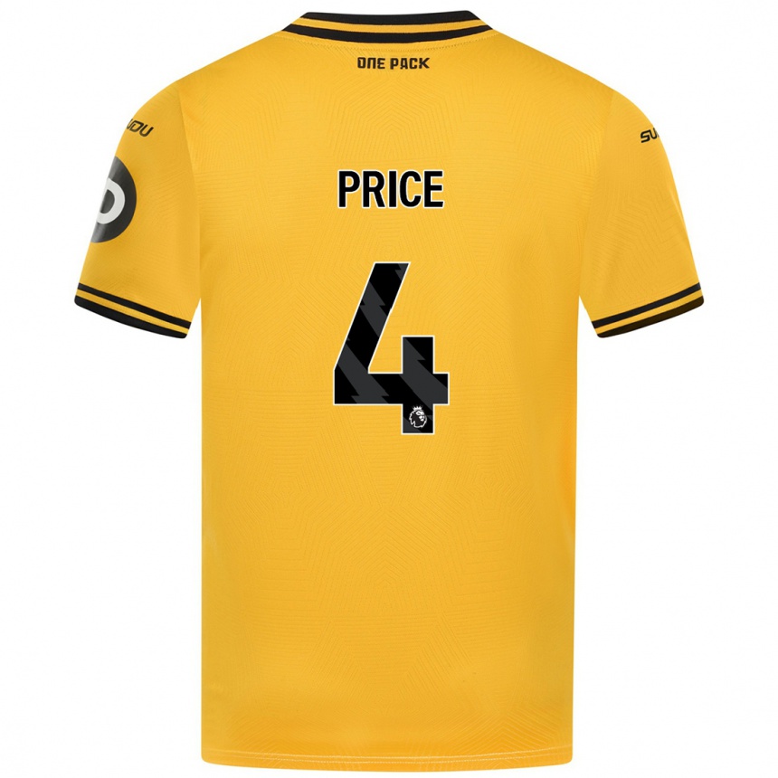 Kids Football Anna Price #4 Yellow Home Jersey 2024/25 T-Shirt