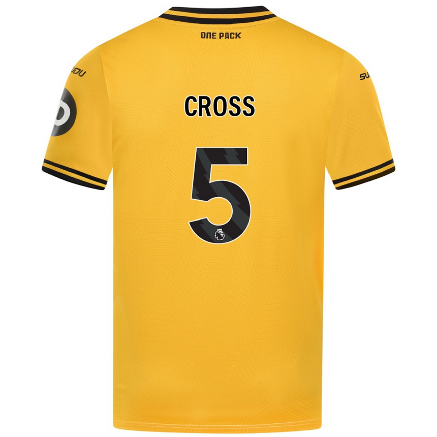 Kids Football Emma Cross #5 Yellow Home Jersey 2024/25 T-Shirt