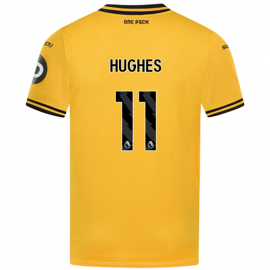 Kids Football Amber Hughes #11 Yellow Home Jersey 2024/25 T-Shirt