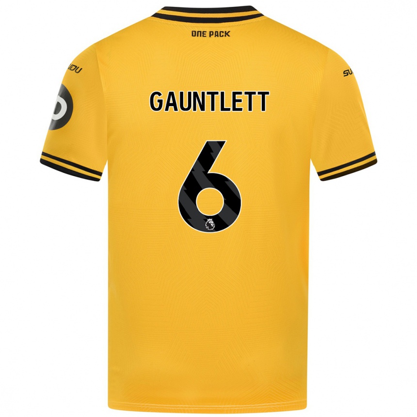 Kids Football Maz Gauntlett #6 Yellow Home Jersey 2024/25 T-Shirt