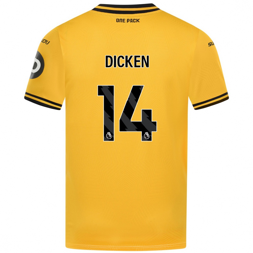 Kids Football Amy Dicken #14 Yellow Home Jersey 2024/25 T-Shirt