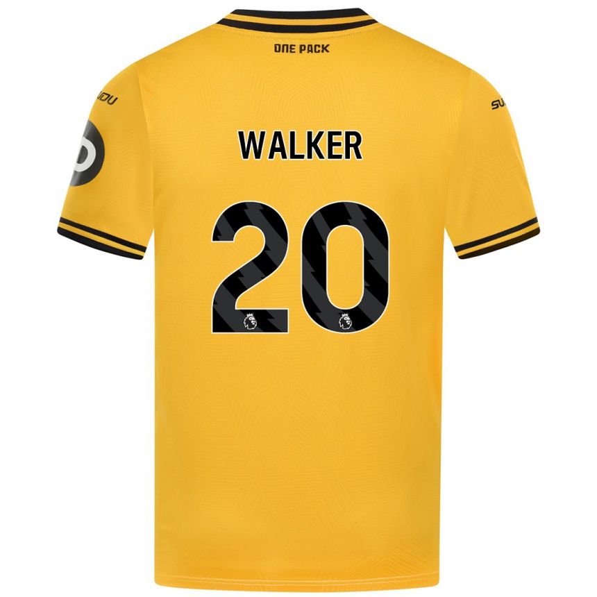 Kids Football Lowri Walker #20 Yellow Home Jersey 2024/25 T-Shirt