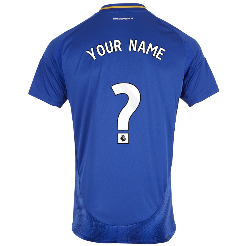 Kids Football Your Name #0 Blue White Home Jersey 2024/25 T-Shirt