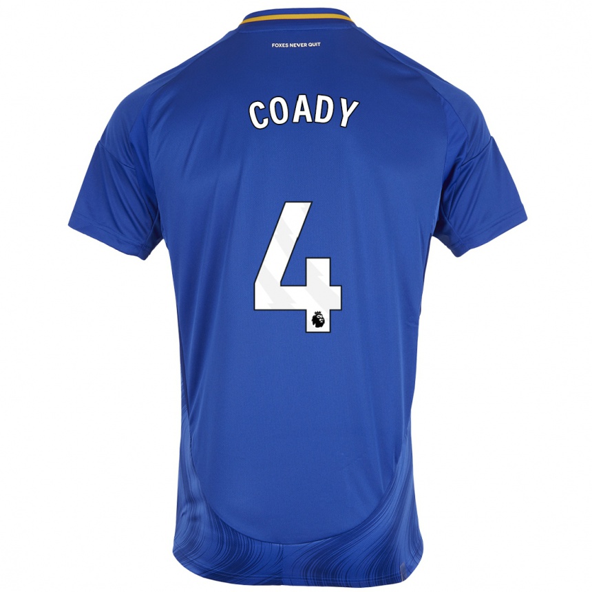 Kids Football Conor Coady #4 Blue White Home Jersey 2024/25 T-Shirt