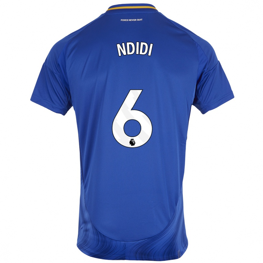 Kids Football Wilfred Ndidi #6 Blue White Home Jersey 2024/25 T-Shirt