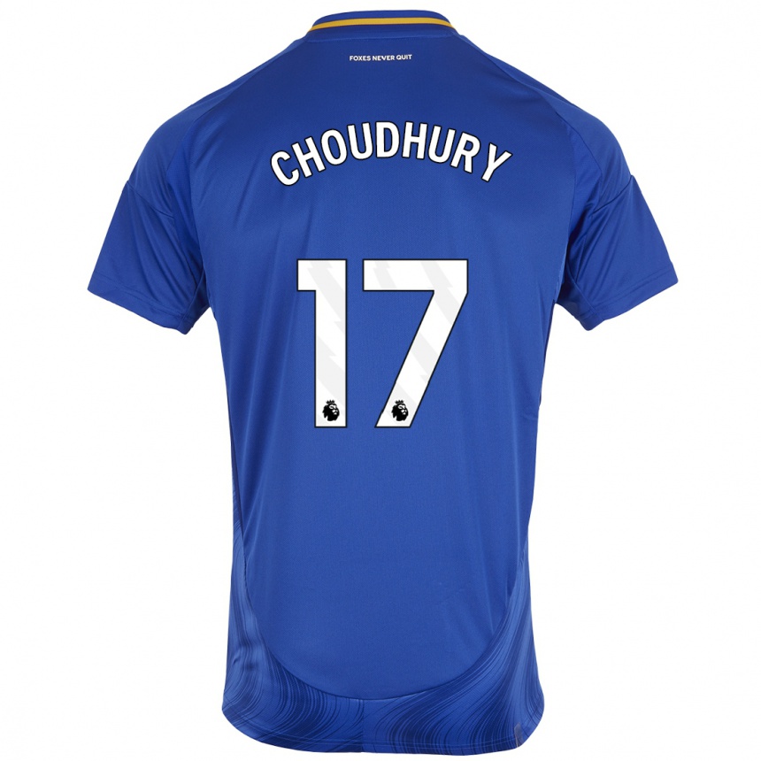 Kids Football Hamza Choudhury #17 Blue White Home Jersey 2024/25 T-Shirt