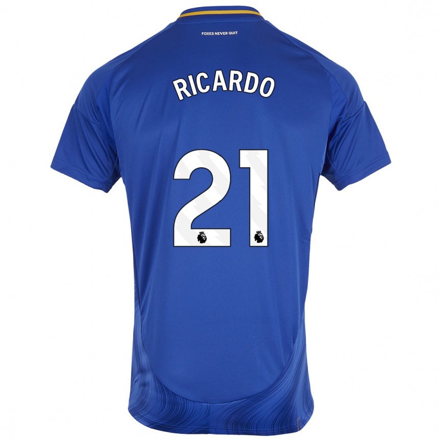 Kids Football Ricardo Pereira #21 Blue White Home Jersey 2024/25 T-Shirt