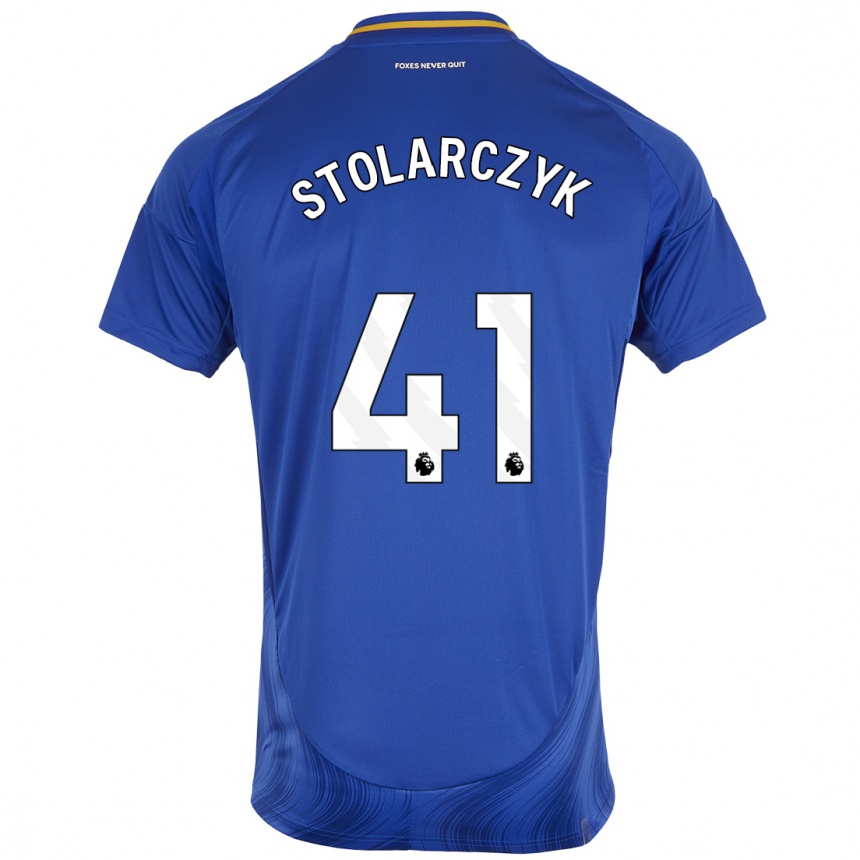 Kids Football Jakub Stolarczyk #41 Blue White Home Jersey 2024/25 T-Shirt