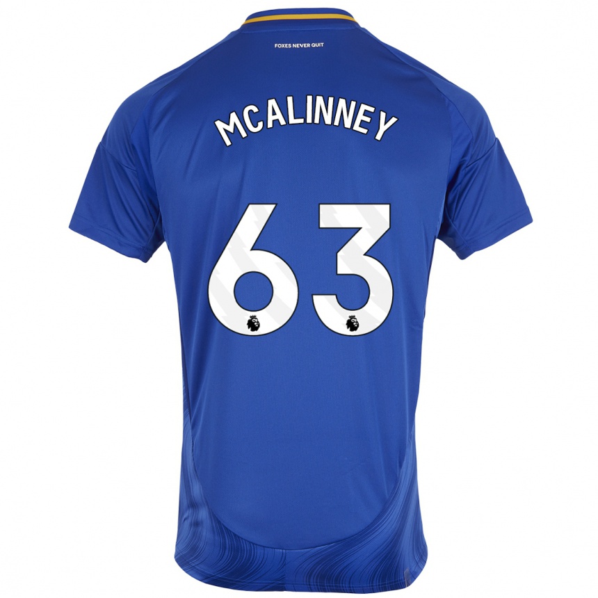 Kids Football Liam Mcalinney #63 Blue White Home Jersey 2024/25 T-Shirt