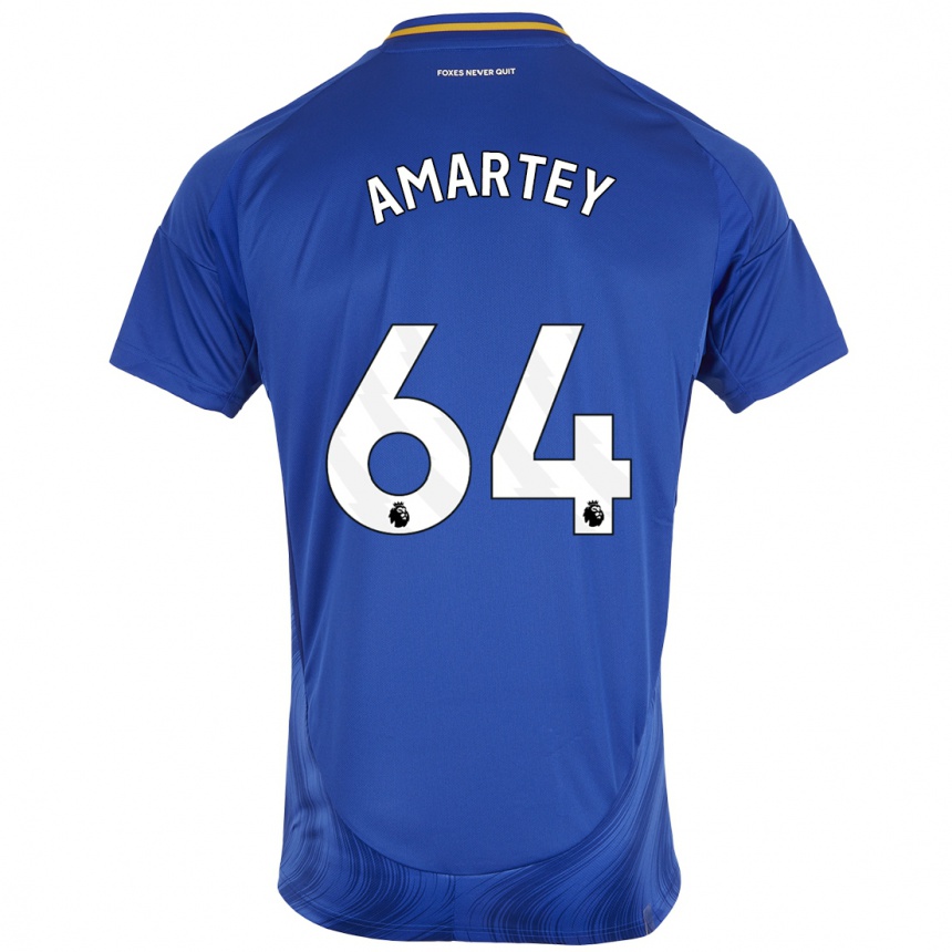 Kids Football Bobby Amartey #64 Blue White Home Jersey 2024/25 T-Shirt