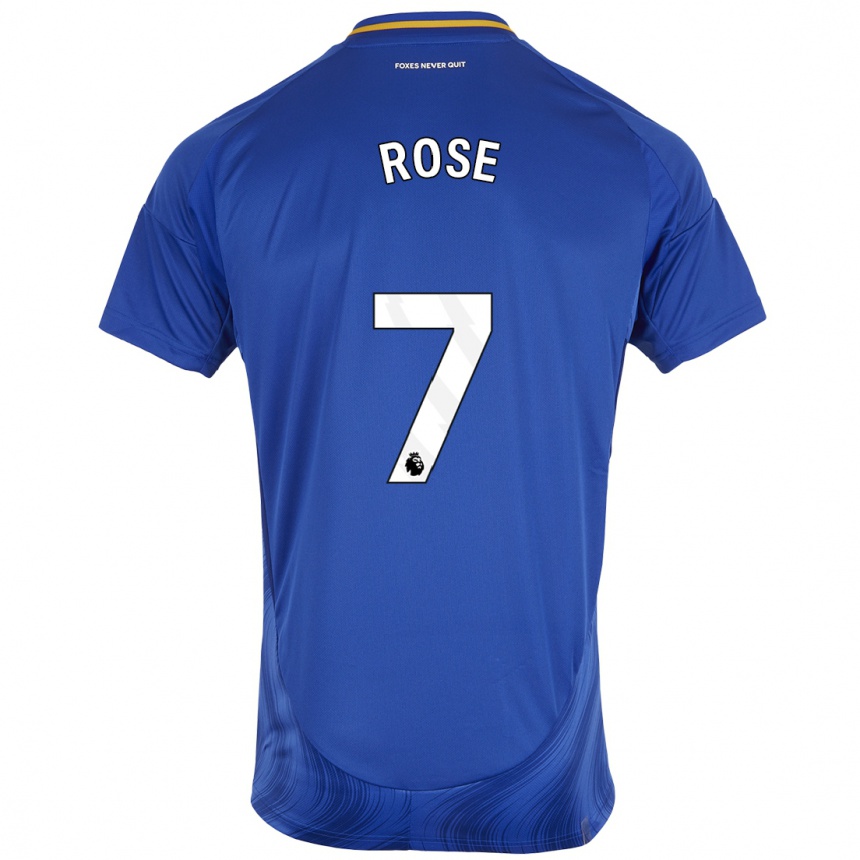 Kids Football Deanne Rose #7 Blue White Home Jersey 2024/25 T-Shirt