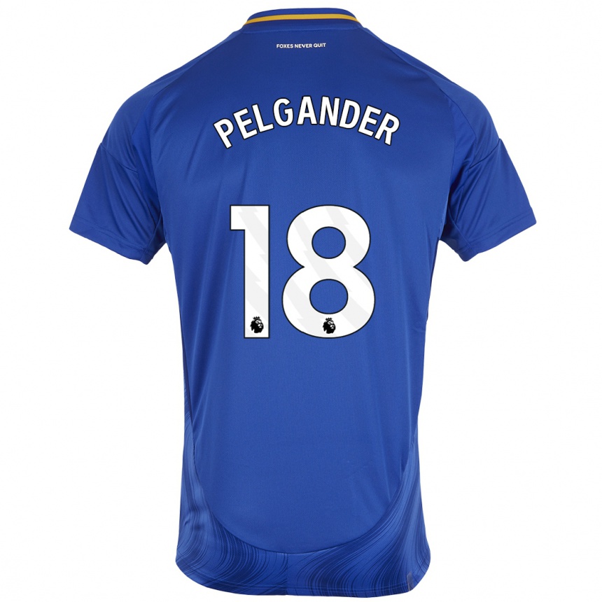 Kids Football Emilia Pelgander #18 Blue White Home Jersey 2024/25 T-Shirt