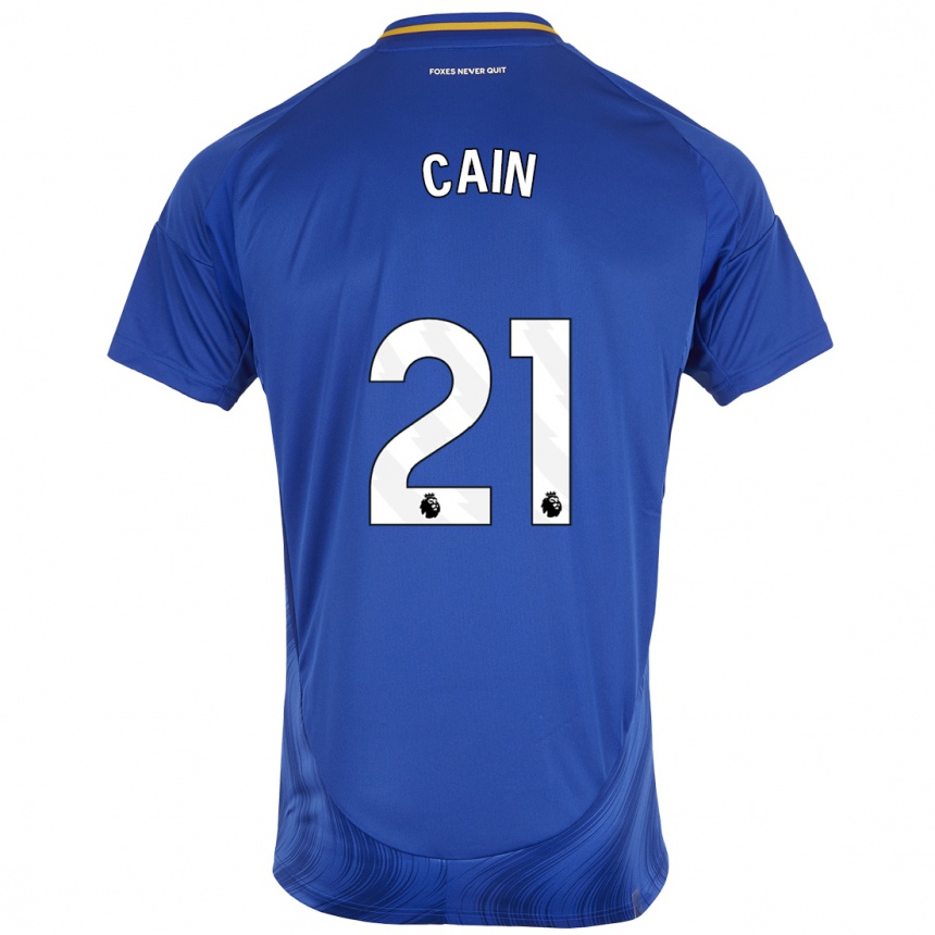 Kids Football Hannah Cain #21 Blue White Home Jersey 2024/25 T-Shirt