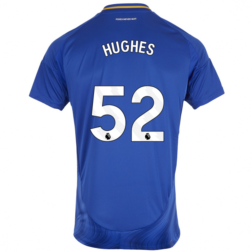 Kids Football Iestyn Hughes #52 Blue White Home Jersey 2024/25 T-Shirt